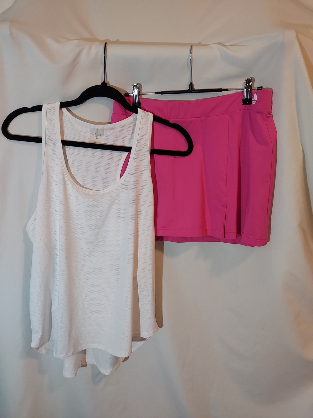 Adidas Pink Tennis Skort & Calia White Mesh Tank Top Bundle Size M